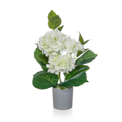 PP Hydrangea White in Grey Pot 45cm